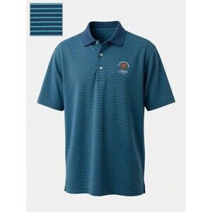 Vtg Kiawah The Ocean Course Peter Millar Golf Polo Shirt Stripe Mens XL Blue EUC
